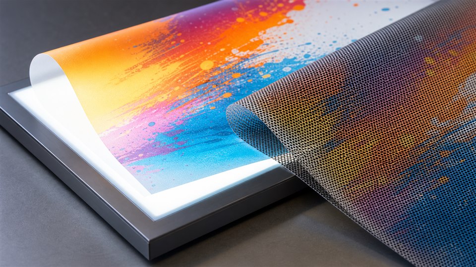 Backlit sign film and translucent window film samples