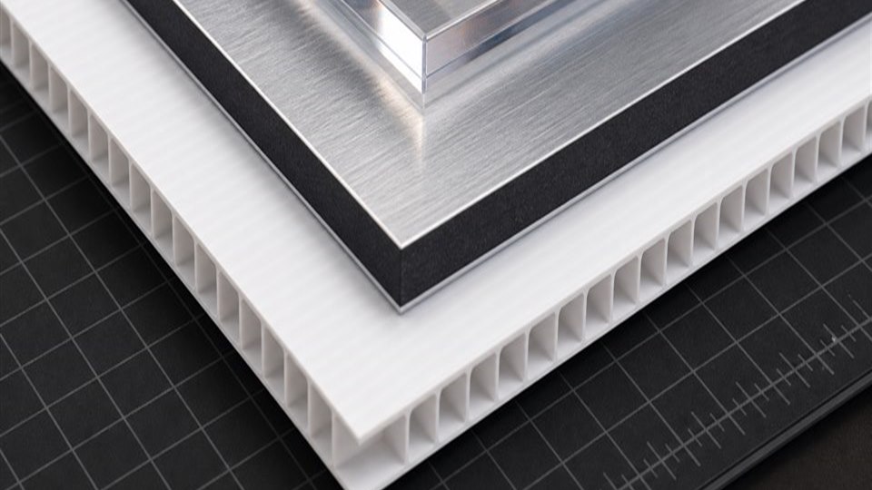Lightweight polystyrene and coroplast board substrate samples